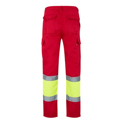 rojo/amarillo VL POSEIDON LARGE. Pantalón de sarga multibolsillos bicolor (210 g/m²), en algodón (20 %) y poliéster (80 %)