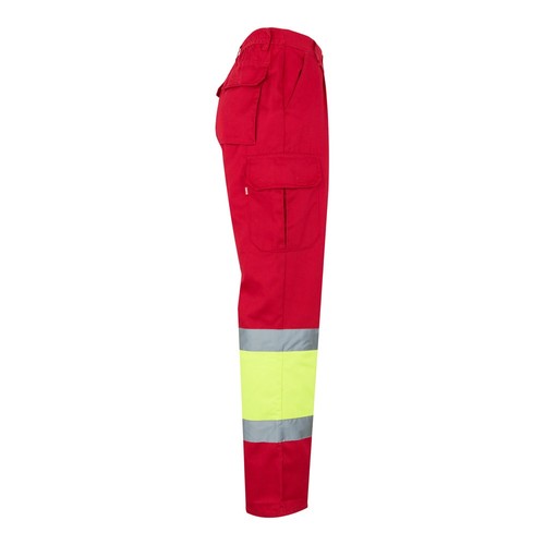 rojo/amarillo VL POSEIDON LARGE. Pantalón de sarga multibolsillos bicolor (210 g/m²), en algodón (20 %) y poliéster (80 %)