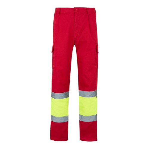 rojo/amarillo VL POSEIDON LARGE. Pantalón de sarga multibolsillos bicolor (210 g/m²), en algodón (20 %) y poliéster (80 %)