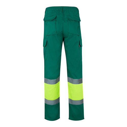 verde/amarillo VL POSEIDON LARGE. Pantalón de sarga multibolsillos bicolor (210 g/m²), en algodón (20 %) y poliéster (80 %)