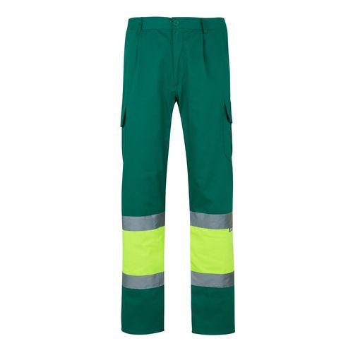 verde/amarillo VL POSEIDON LARGE. Pantalón de sarga multibolsillos bicolor (210 g/m²), en algodón (20 %) y poliéster (80 %)