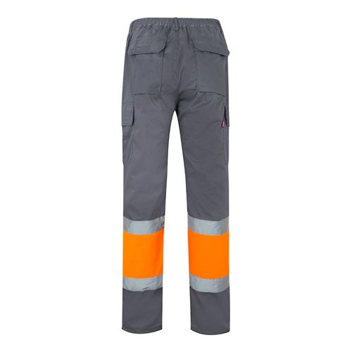 gris/naranja VL POSEIDON LARGE. Pantalón de sarga multibolsillos bicolor (210 g/m²), en algodón (20 %) y poliéster (80 %)