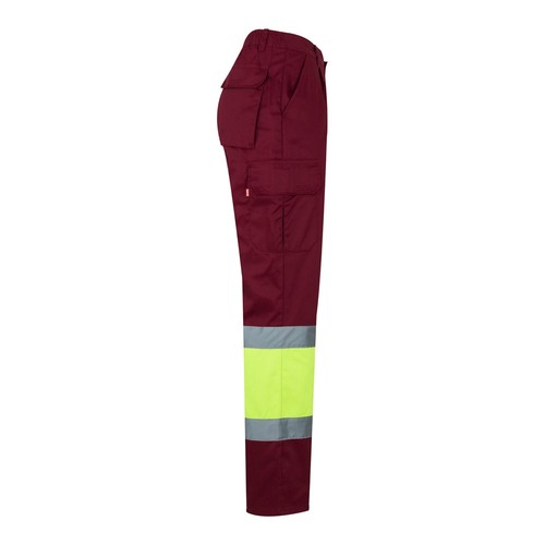 burdeos/amarillo VL POSEIDON LARGE. Pantalón de sarga multibolsillos bicolor (210 g/m²), en algodón (20 %) y poliéster (80 %)