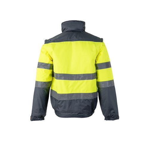gris/amarillo VL JUPITER. Chaqueta acolchada bicolor (180g/m²) en poliéster (100%), con revestimiento de PU