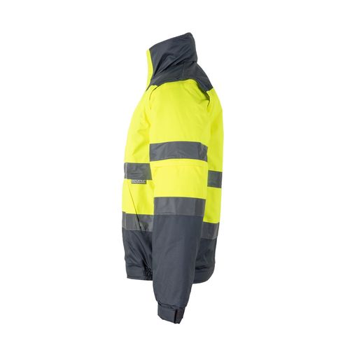 gris/amarillo VL JUPITER. Chaqueta acolchada bicolor (180g/m²) en poliéster (100%), con revestimiento de PU