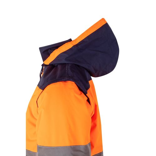 azul marino/naranja VL JUPITER. Chaqueta acolchada bicolor (180g/m²) en poliéster (100%), con revestimiento de PU