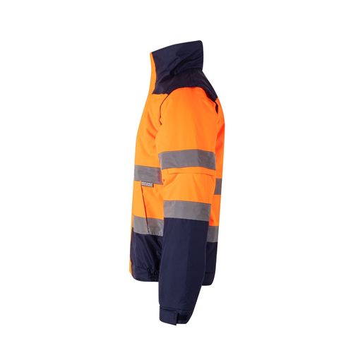 azul marino/naranja VL JUPITER. Chaqueta acolchada bicolor (180g/m²) en poliéster (100%), con revestimiento de PU