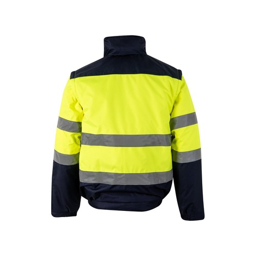 azul marino/amarillo VL JUPITER LARGE. Chaqueta acolchada bicolor (180g/m²) en poliéster (100%), con revestimiento de PU