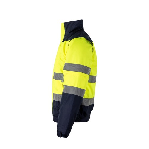 azul marino/amarillo VL JUPITER LARGE. Chaqueta acolchada bicolor (180g/m²) en poliéster (100%), con revestimiento de PU