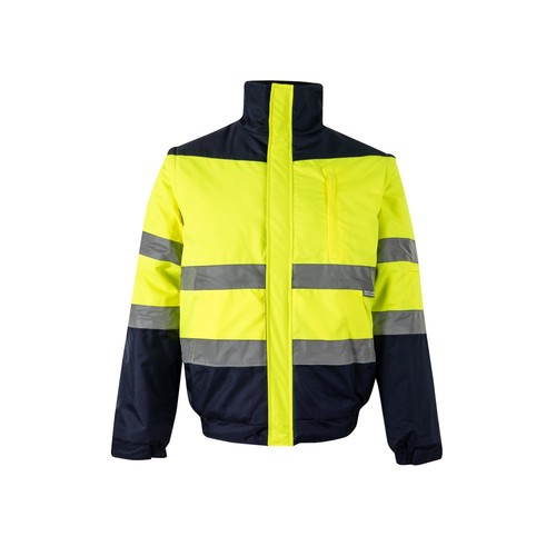azul marino/amarillo VL JUPITER LARGE. Chaqueta acolchada bicolor (180g/m²) en poliéster (100%), con revestimiento de PU