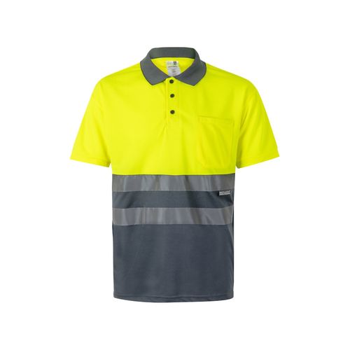 gris/amarillo VL CUPID. Polo bicolor ojo de pájaro (160g/m²) con manga corta, en poliéster (100%)