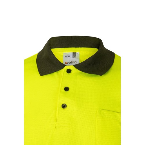 kaki/amarillo VL CUPID. Polo bicolor ojo de pájaro (160g/m²) con manga corta, en poliéster (100%)