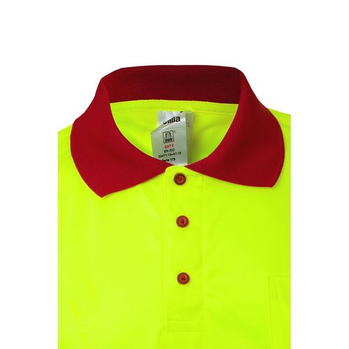 rojo/amarillo VL CUPID. Polo bicolor ojo de pájaro (160g/m²) con manga corta, en poliéster (100%)