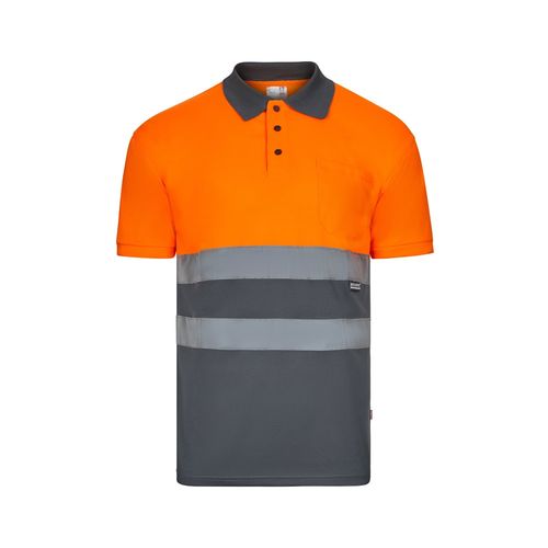 gris/naranja VL CUPID. Polo bicolor ojo de pájaro (160g/m²) con manga corta, en poliéster (100%)