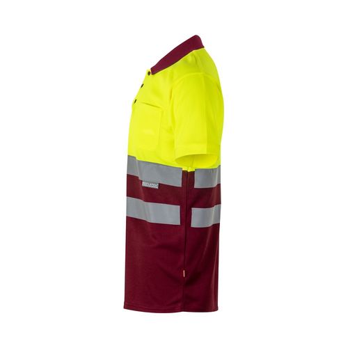 burdeos/amarillo VL CUPID. Polo bicolor ojo de pájaro (160g/m²) con manga corta, en poliéster (100%)