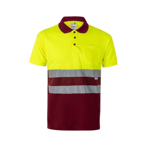 burdeos/amarillo VL CUPID. Polo bicolor ojo de pájaro (160g/m²) con manga corta, en poliéster (100%)