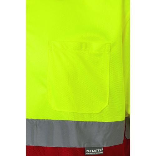 rojo/amarillo VL CUPID LARGE. Polo bicolor ojo de pájaro (160g/m²) con manga corta, en poliéster (100%)
