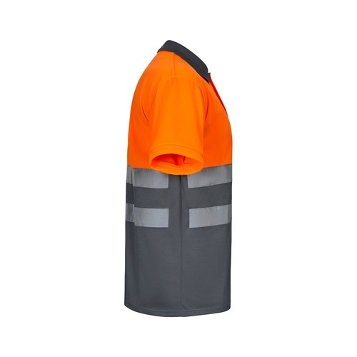 gris/naranja VL CUPID LARGE. Polo bicolor ojo de pájaro (160g/m²) con manga corta, en poliéster (100%)
