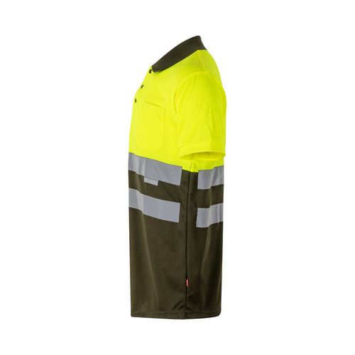 kaki/amarillo VL CUPID LARGE. Polo bicolor ojo de pájaro (160g/m²) con manga corta, en poliéster (100%)