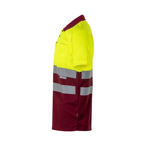 burdeos/amarillo VL CUPID LARGE. Polo bicolor ojo de pájaro (160g/m²) con manga corta, en poliéster (100%)