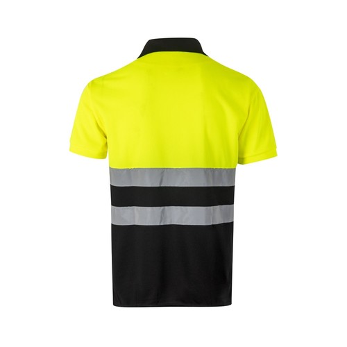 negro/amarillo VL CUPID LARGE. Polo bicolor ojo de pájaro (160g/m²) con manga corta, en poliéster (100%)