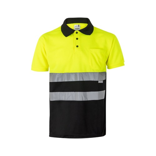 negro/amarillo VL CUPID LARGE. Polo bicolor ojo de pájaro (160g/m²) con manga corta, en poliéster (100%)