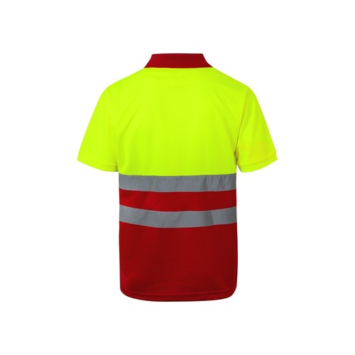 rojo/amarillo VL CUPID LARGE. Polo bicolor ojo de pájaro (160g/m²) con manga corta, en poliéster (100%)
