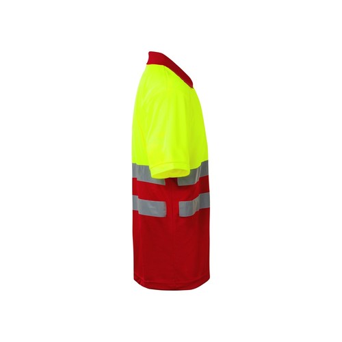 rojo/amarillo VL CUPID LARGE. Polo bicolor ojo de pájaro (160g/m²) con manga corta, en poliéster (100%)