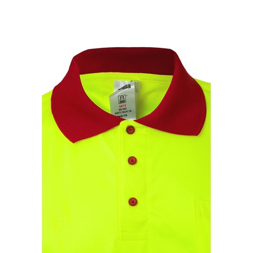 rojo/amarillo VL CUPID LARGE. Polo bicolor ojo de pájaro (160g/m²) con manga corta, en poliéster (100%)