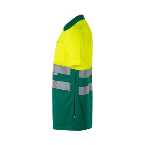 verde/amarillo VL CUPID LARGE. Polo bicolor ojo de pájaro (160g/m²) con manga corta, en poliéster (100%)