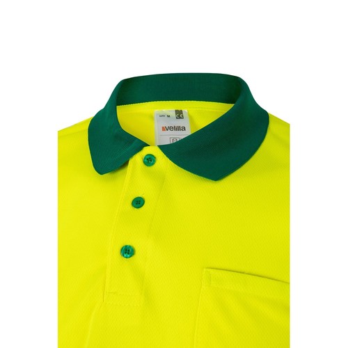 verde/amarillo VL CUPID LARGE. Polo bicolor ojo de pájaro (160g/m²) con manga corta, en poliéster (100%)