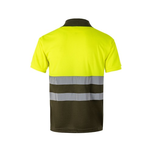 kaki/amarillo VL CUPID LARGE. Polo bicolor ojo de pájaro (160g/m²) con manga corta, en poliéster (100%)