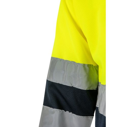 azul marino/amarillo VL VULCAN. Polo bicolor ojo de pájaro (160g/m²) con manga larga, en poliéster (100%)