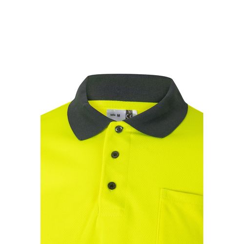 gris/amarillo VL VULCAN LARGE. Polo bicolor ojo de pájaro (160g/m²) con manga larga, en poliéster (100%)