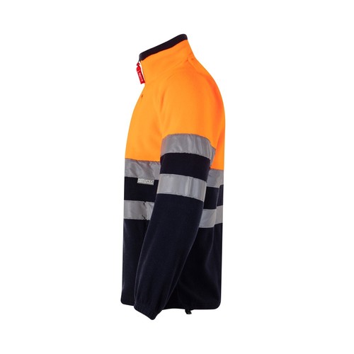 azul marino/naranja VL EROS LARGE. Chaqueta polar bicolor (280 g/m²), de poliéster (100%)