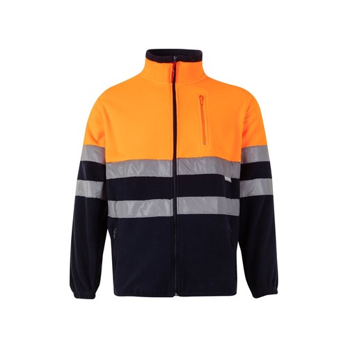 azul marino/naranja VL EROS LARGE. Chaqueta polar bicolor (280 g/m²), de poliéster (100%)