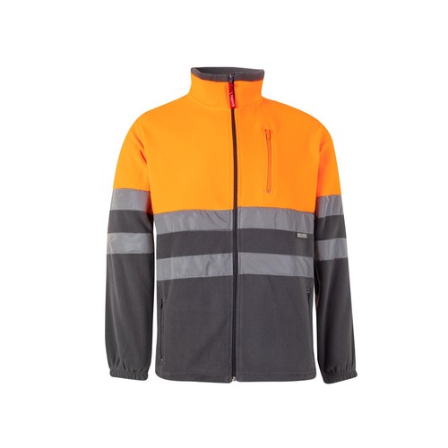 gris/naranja VL EROS LARGE. Chaqueta polar bicolor (280 g/m²), de poliéster (100%)