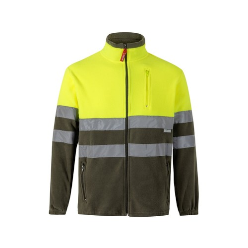 kaki/amarillo VL EROS LARGE. Chaqueta polar bicolor (280 g/m²), de poliéster (100%)