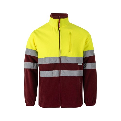 burdeos/amarillo VL EROS LARGE. Chaqueta polar bicolor (280 g/m²), de poliéster (100%)