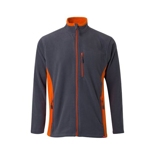 gris/naranja VL GERAS. Chaqueta polar bicolor (220g/m²) en poliéster (100%)