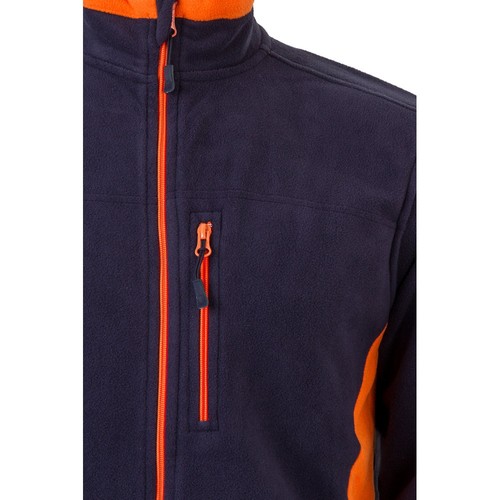 azul marino/naranja VL GERAS. Chaqueta polar bicolor (220g/m²) en poliéster (100%)