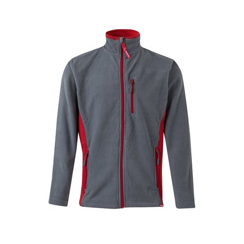 gris/rojo VL GERAS. Chaqueta polar bicolor (220g/m²) en poliéster (100%)