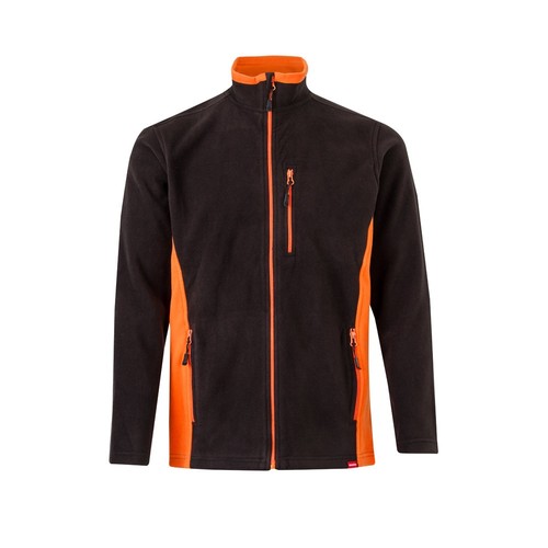negro/naranja VL GERAS. Chaqueta polar bicolor (220g/m²) en poliéster (100%)