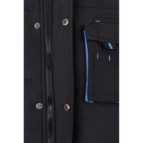 negro/azul claro VL NERGAL. Chaleco acolchado, bicolor, multibolsillos (120g/m²), en poliéster (100%)