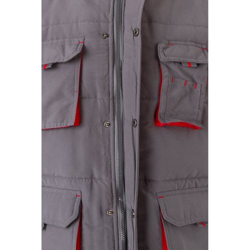 gris/rojo VL NERGAL. Chaleco acolchado, bicolor, multibolsillos (120g/m²), en poliéster (100%)