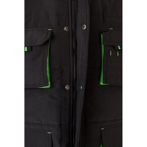 negro/verde VL NERGAL. Chaleco acolchado, bicolor, multibolsillos (120g/m²), en poliéster (100%)