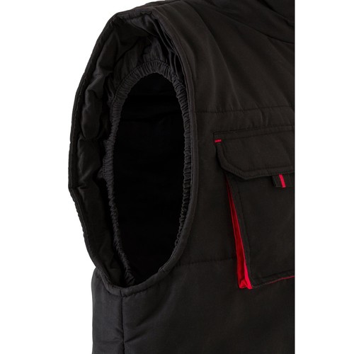 negro/rojo VL NERGAL. Chaleco acolchado, bicolor, multibolsillos (120g/m²), en poliéster (100%)