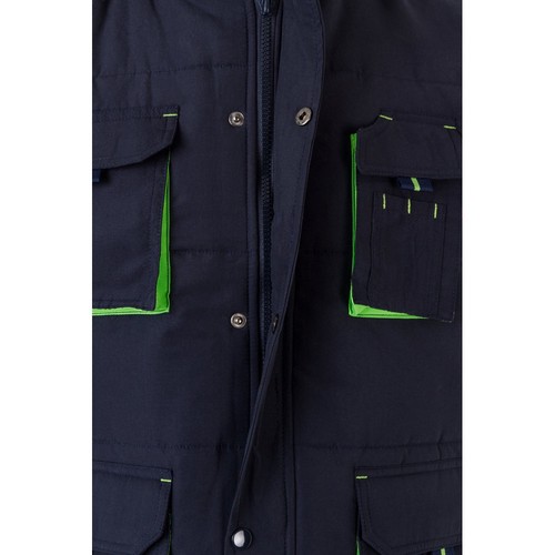 azul marino/verde VL NERGAL. Chaleco acolchado, bicolor, multibolsillos (120g/m²), en poliéster (100%)