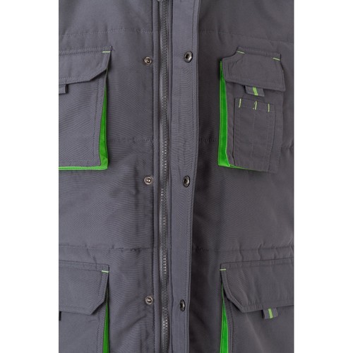 gris/verde VL NERGAL. Chaleco acolchado, bicolor, multibolsillos (120g/m²), en poliéster (100%)