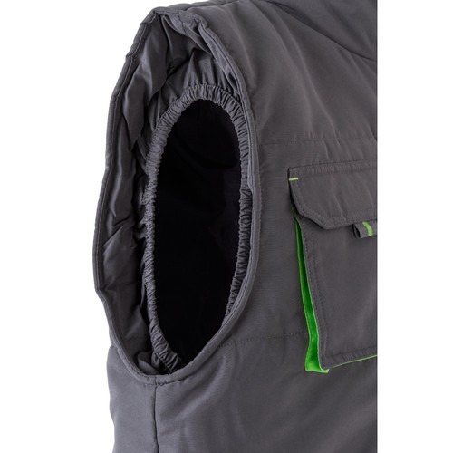 gris/verde VL NERGAL. Chaleco acolchado, bicolor, multibolsillos (120g/m²), en poliéster (100%)